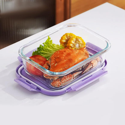 6 Pieces Rectangle Glass Food Storage Containers with Lids, Meal Prep Containers for Food Storage, BPA Free & Leak Proof (3 lids & 3 Containers) 13.9oz, 24oz, 35oz (Pink)