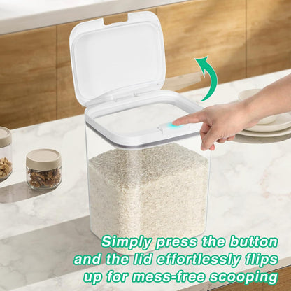 TBMAXS Versatile Storage Container Bin with Pop-up Lid & Scoop, Rice Flour Container Dog Cat Food Storage Container, Laundry Room Organization Household Essentials Kitchen Pantry Organizers