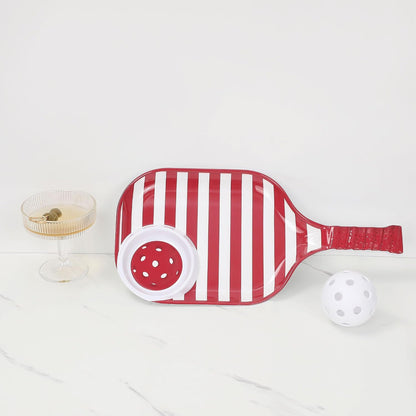 UPware Watermelon Melamine Chip and Dip Snack Tray, Summer Fruit Pickleball Paddle Shape Platter for Chips, Salsa, Fruits, and Appetizers, 15.75 x 8 Inch