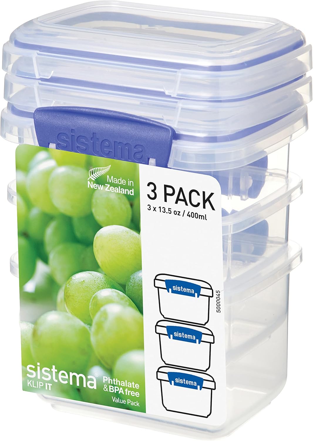 Sistema 6-Piece Food Storage Containers with Salad Dressing and Condiment Containers and Lids for Meal Prep, Dishwasher Safe, Clear/Green