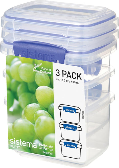 Sistema 6-Piece Food Storage Containers with Salad Dressing and Condiment Containers and Lids for Meal Prep, Dishwasher Safe, Clear/Green