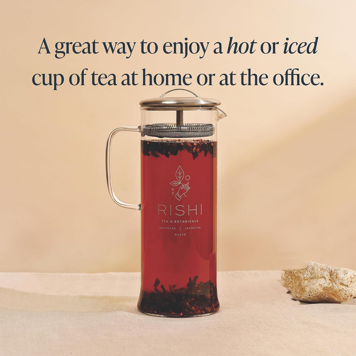 Rishi Tea Simple Brew Teapot for Loose Tea, Borosilicate Glass, 400ml