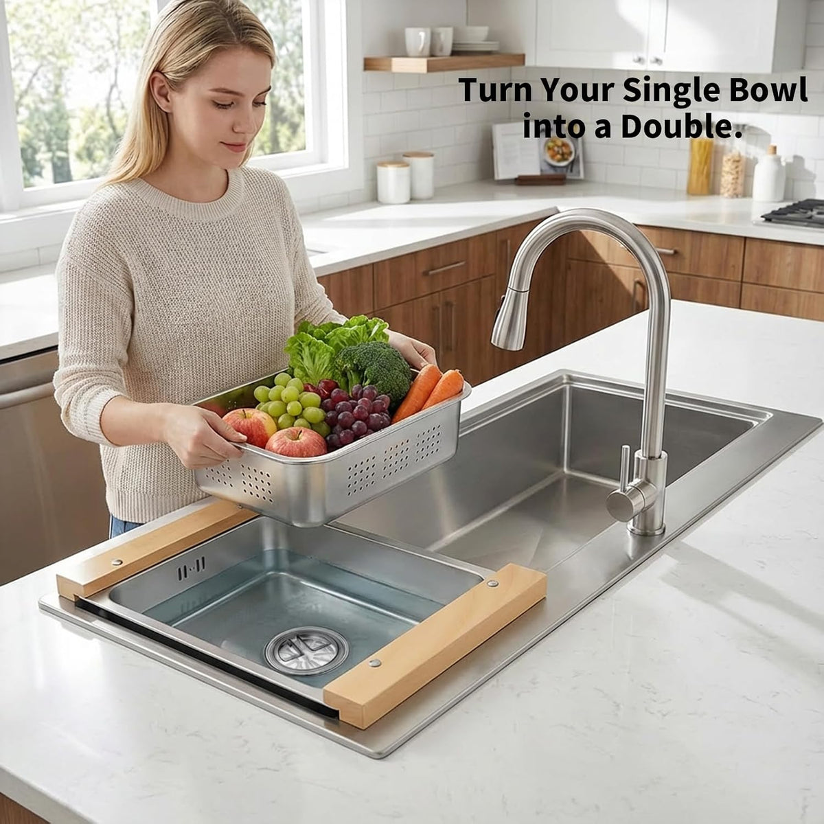 Over the Sink Colander & Dish Basin Combo,Dish Pan for Sink,Sink Wash Basin