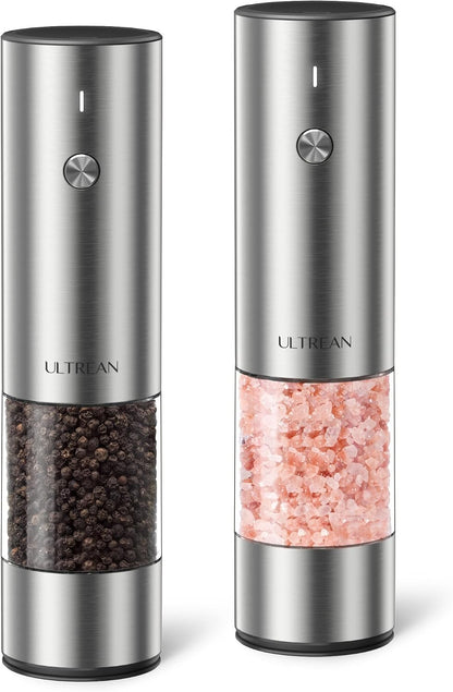 Ultrean Electric Salt and Pepper Grinder Set, Rechargeable,Matte Black