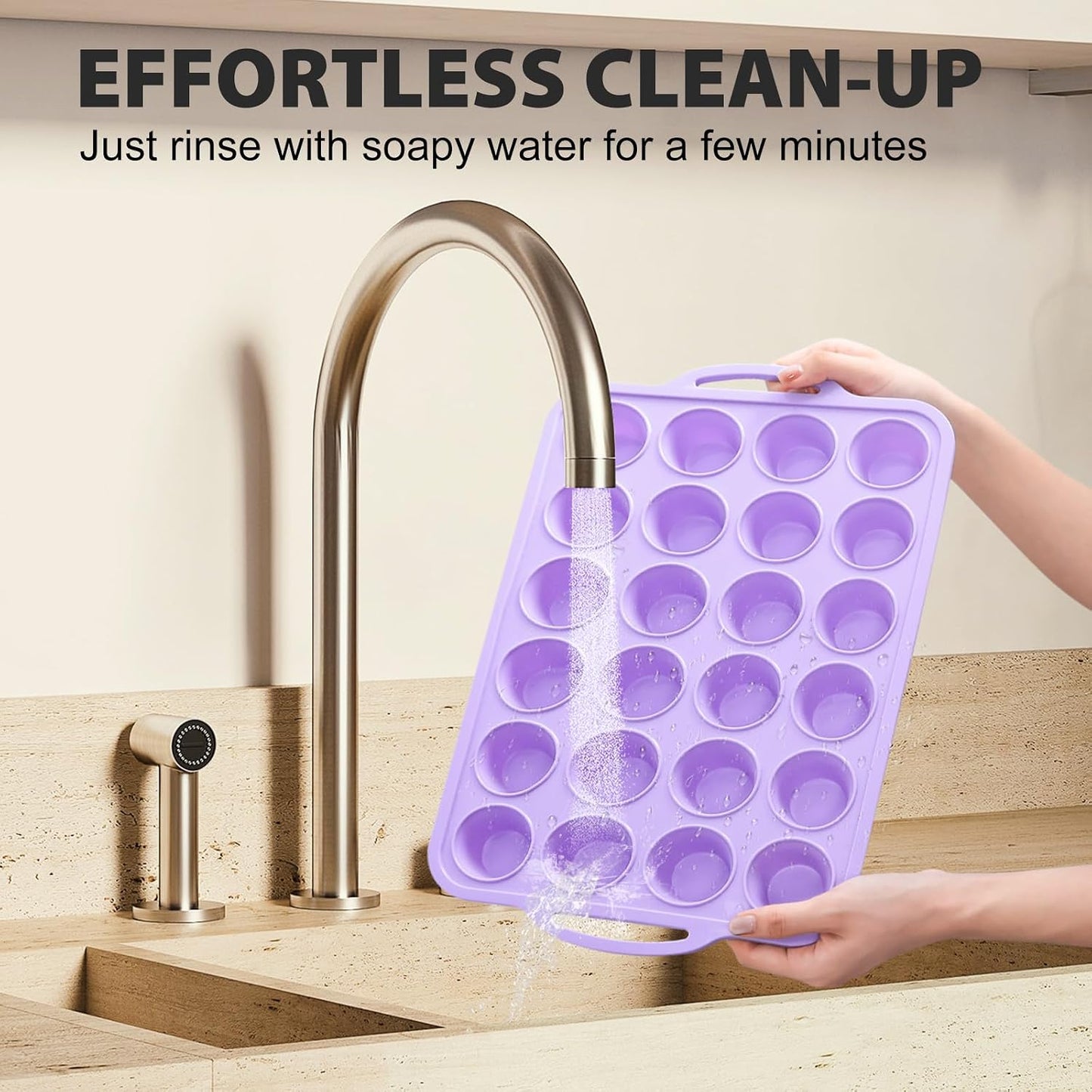 2 Pack Silicone Muffin Pan 12 and 24 Cup with Metal Frame,Non Stick Silicone Mini Cupcake Pan with Handles, BPA Free Silicon Regular Muffin Tin Tray Small for baking, egg bites, Mold Grey