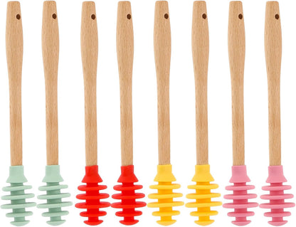 Tbestmax 8 Pcs Silicone Honey Dipper Sticks, 6.7 inch
