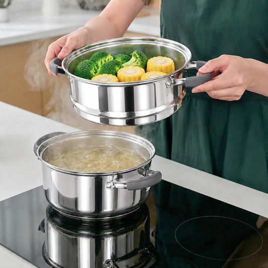 SUNHOUSE 3-Quart Stainless Steel Steamer Pot for Cooking Vegetables