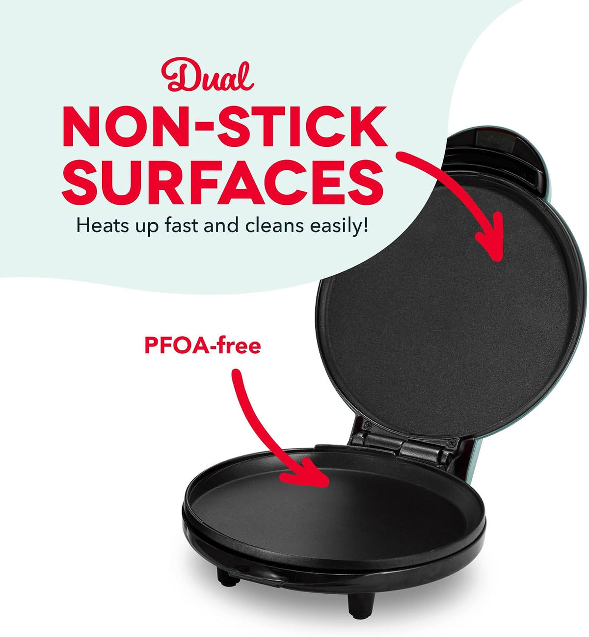 Dash Round Express Electric - Pancake Maker & Eggs Griddle System - Healthy Breakfast Maker - Quick Heat-Up & Easy Cleanup - nonstick surface - Red