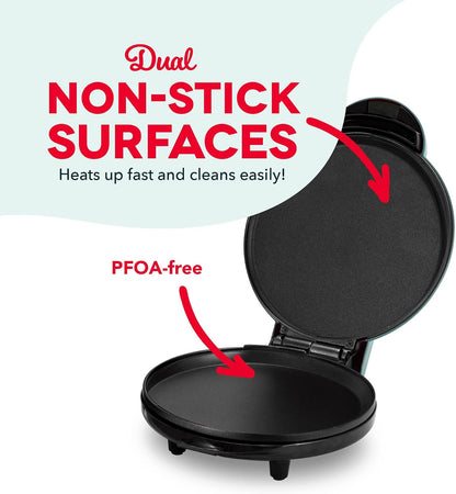 Dash Round Express Electric - Pancake Maker & Eggs Griddle System - Healthy Breakfast Maker - Quick Heat-Up & Easy Cleanup - nonstick surface - Red