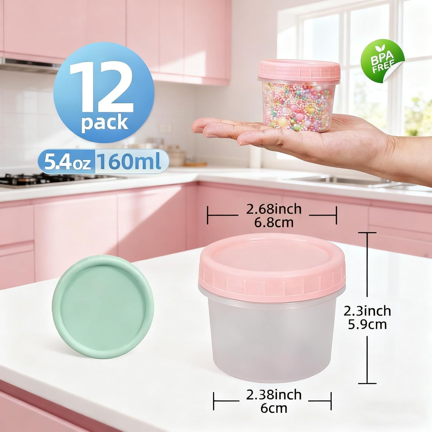 6 Pack 10oz Food Storage Containers, Plastic Containers with Twist Top Lid, Reusable Dishwasher Freezer Safe Airtight, Takeout Container - Ideal for Soup and More