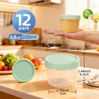 6 Pack 10oz Food Storage Containers, Plastic Containers with Twist Top Lid, Reusable Dishwasher Freezer Safe Airtight, Takeout Container - Ideal for Soup and More