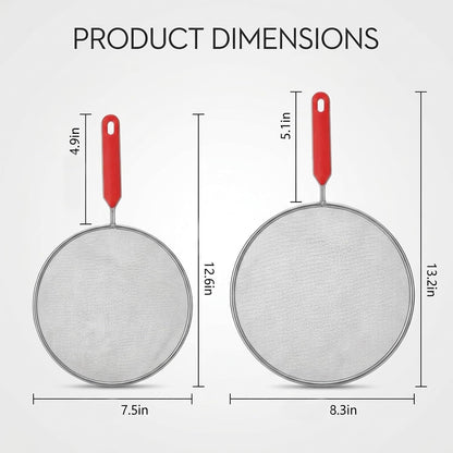 2 Splash Grease Screen for Frying Pans, Stainless Steel Oil Splatter Grease Splatter Guard for Frying Pan, Kitchen Cooking Protection, Splatter Guard with Heat Resistant Handles