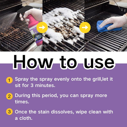 Cleaner&Degrcaser Smoky Stains,Fast-Acting Grill Cleaner Spray,120ml Fast Acting Grill Degreaser Spray for Outdoor Grills,Heavy Duty BBQ Degreaser for Burnt Food & Stubborn Grease. (1)