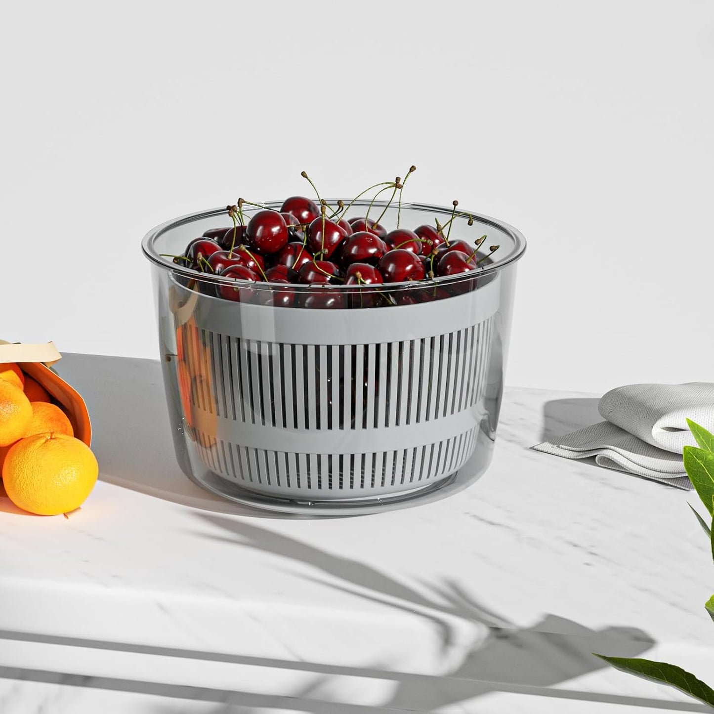 Cambom Salad Spinner Lettuce Spinner, Wash, Spin & Dry Salad Greens, Vegetable Washer Salad Dryer With Rotary Handle for Fruits & Vegetables, High Efficiency Vegetable Spinner Kitchen Gadget 3Qt Black