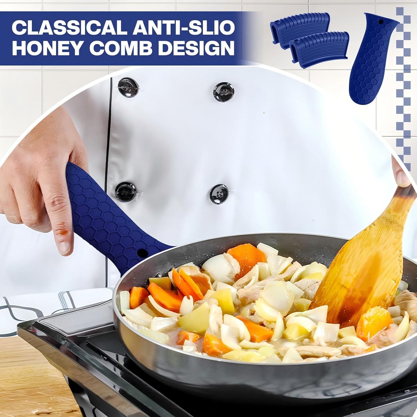 Patelai 8Pcs Silicone Cast Iron Handle Cover,Black