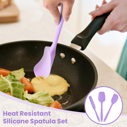 Silicone Spatulas Heat Resistant Food Grade Rubber Spatula, Handle with Ergonomic Grip Kitchen Utensils Set, Nonstick Silicona Cooking Utensils Set for Cooking, and Mixing 3Pacs Blue