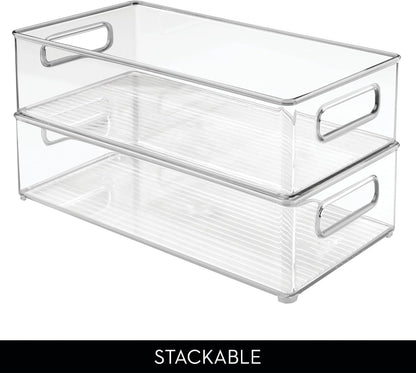 iDesign Stackable Fridge Bin, Clear, Set of 2 | Storage Bin for Freezer or Pantry, Made in USA