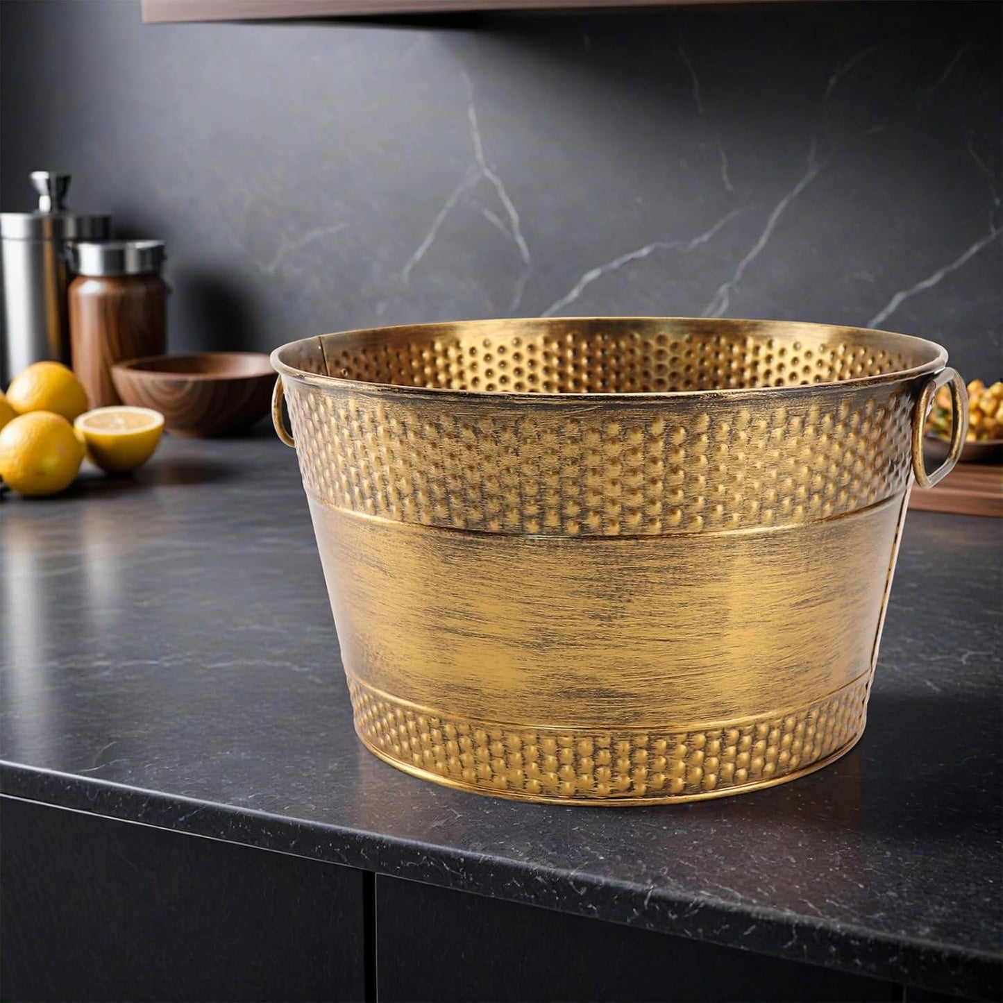 Ice Bucket for Parties Galvanized Beverage Tub, Drink Buckets Galvanized Bucket with Handles for Wine Beer Champagne Cocktails for Catering Bars (Copper-1PC)