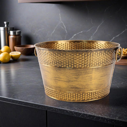 Ice Bucket for Parties Galvanized Beverage Tub, Drink Buckets Galvanized Bucket with Handles for Wine Beer Champagne Cocktails for Catering Bars (Copper-1PC)