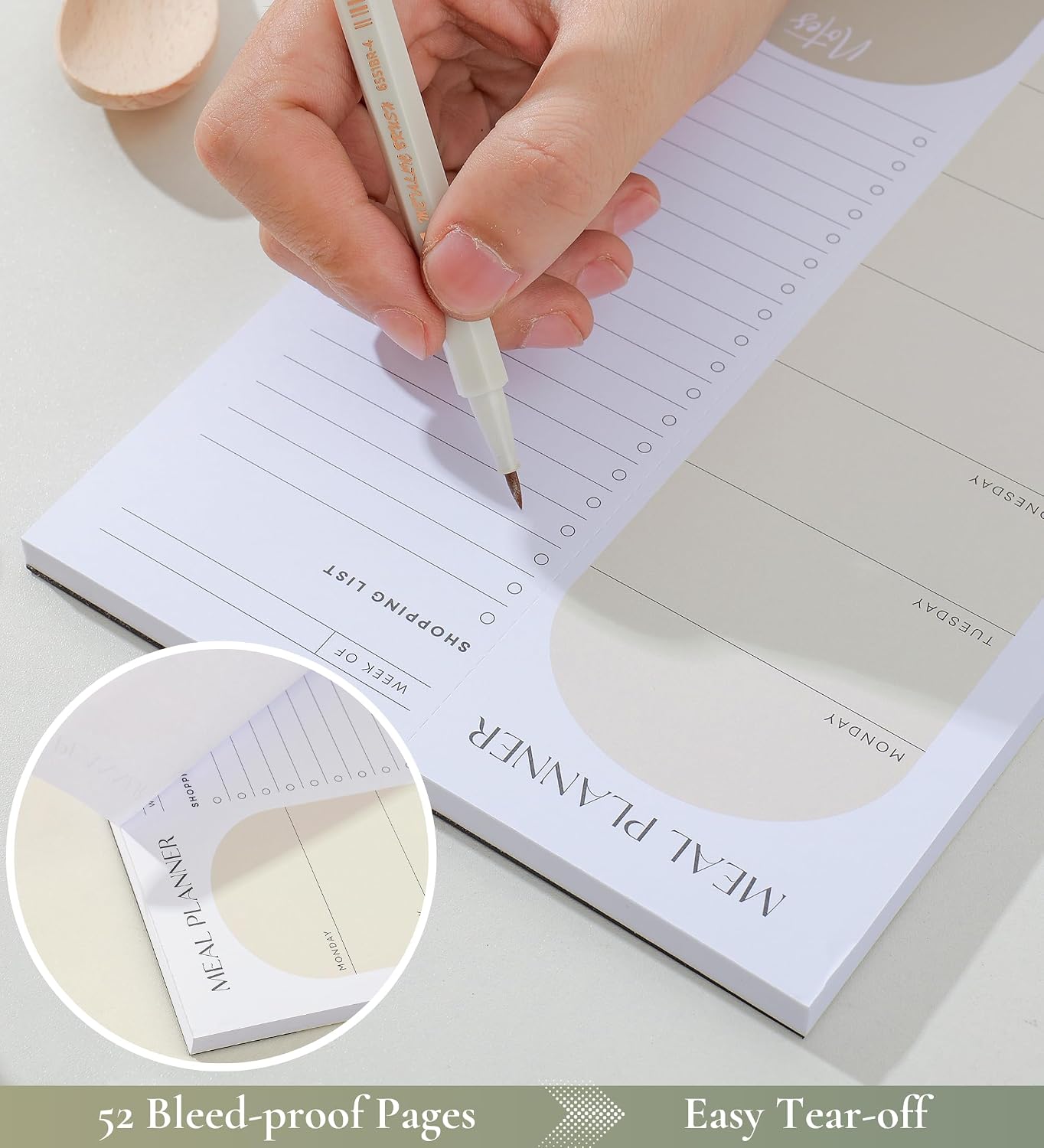 Magnetic Meal Planner 6x9 Inch Weekly Planning Notepad, 52 Sheets with Perforated Grocery List - The Ultimate Fridge Menu Organizer