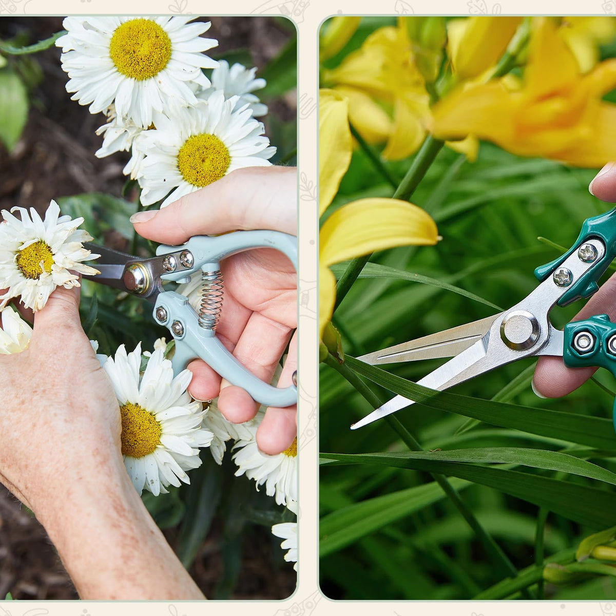 Modern Sprout Bypass Hand Pruners - Scissors - Gardening Tools - Sage
