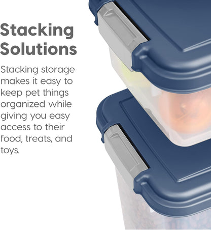 IRIS USA Dog Food Storage Container 30 lb + 11lb Airtight Combo, Stackable Pet Food Storage Bin with Wheels for Cat Dog Food, BPA Free, Made in USA, Black