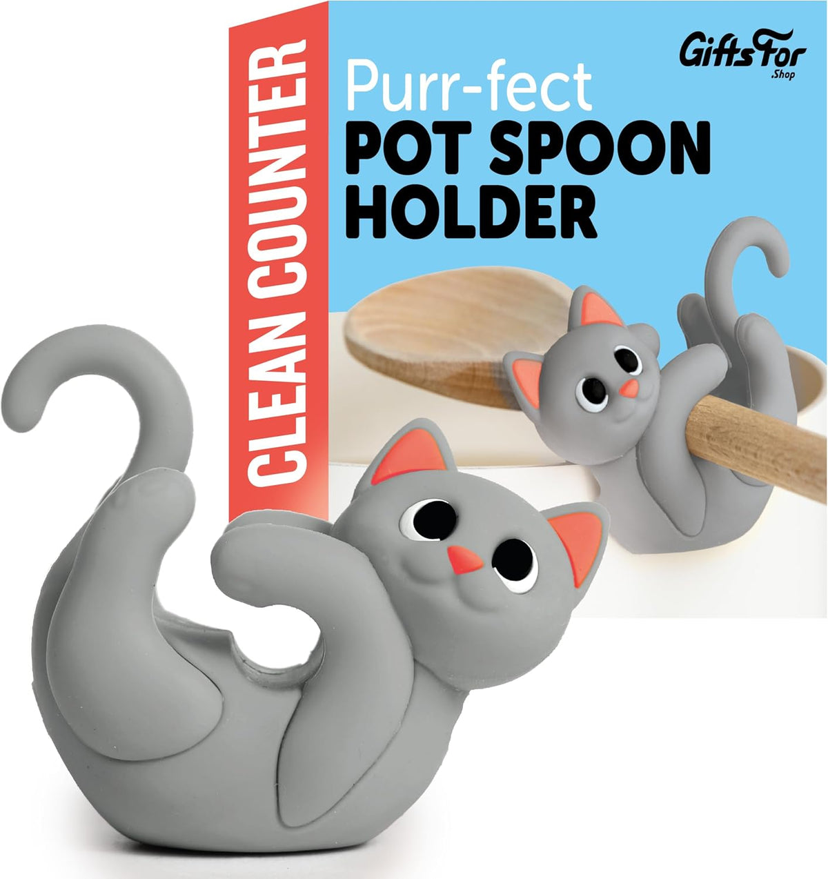 Itera Gray Silicone Cat Spoon Rest Kitchen Gadget