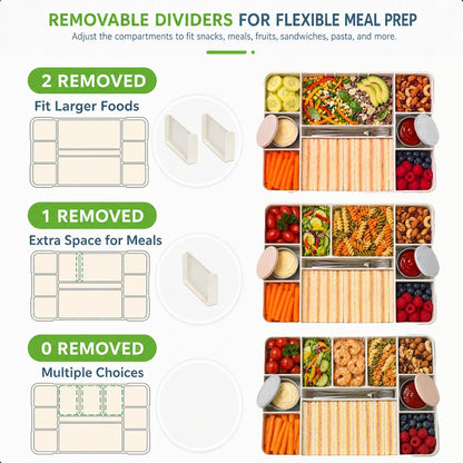 Portable Snackle Box Container with Ice Pack & Insulated Bag, Dishwasher Safe, 9-11 Adjustable Compartments, Charcuterie Box with Lid, Keep Food Cold/Warm, for Picinics, Road Trip, Sports