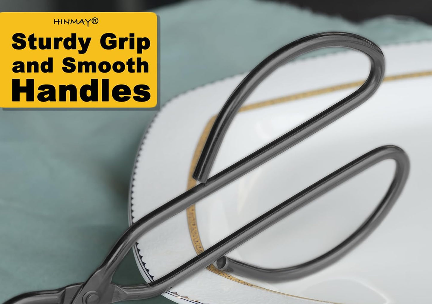 HINMAY Stainless Steel Kitchen Scissor Tongs Set, 2-Piece (10/13 Inch) | Metal Scissor Tongs for Cooking, Grilling, Serving, and Barbecue