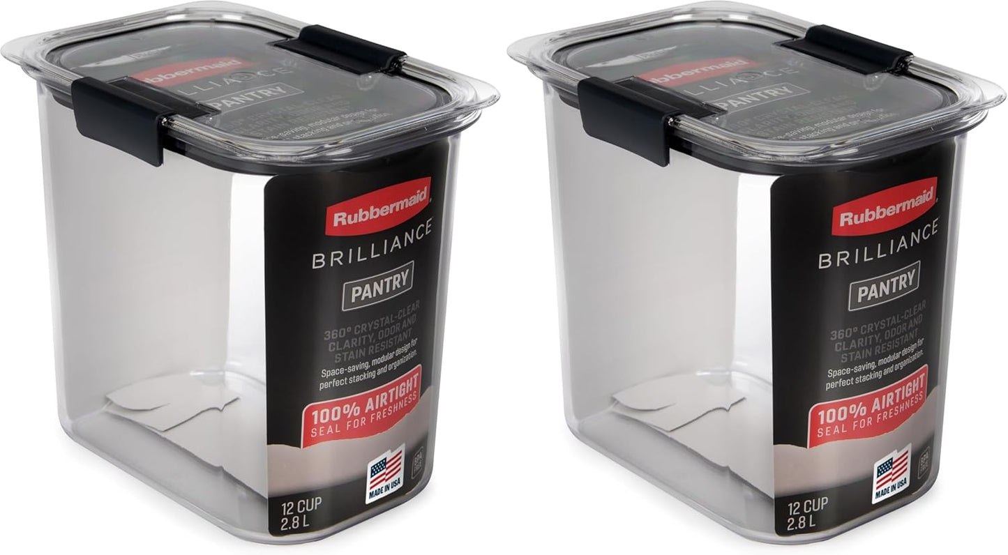 Rubbermaid Brilliance Pantry Airtight Food Storage Container, BPA-Free 7.8 Cup, Ideal for Brown Sugar - Efficient, Leak-Proof and Dishwasher-safe