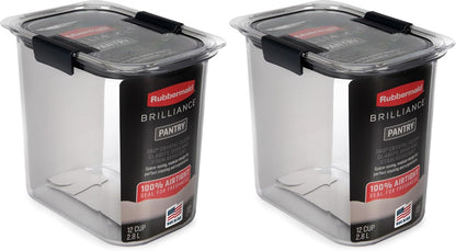 Rubbermaid Brilliance Pantry Airtight Food Storage Container, BPA-Free 7.8 Cup, Ideal for Brown Sugar - Efficient, Leak-Proof and Dishwasher-safe