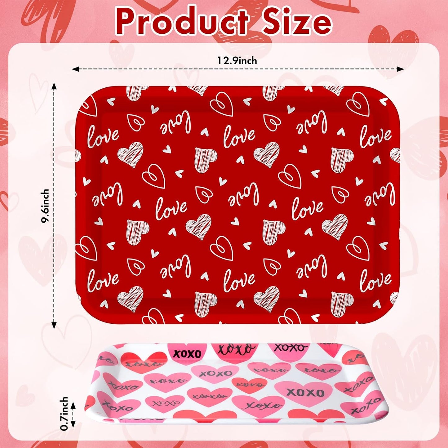 4 Pcs Valentine's Day Serving Tray 13 x 10 Inch Heart Reusable Serving Platter Melamine Dessert Plate Dish for Valentine's Day Party Decorations Supplies