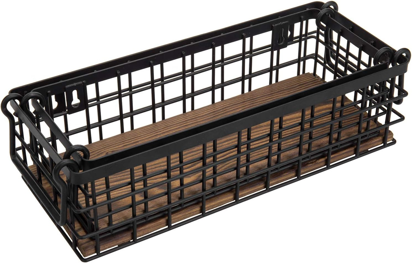 MyGift Set of 2 Black Wire Baskets for Organizing – Storage Baskets/Pantry Baskets for Shelves & Wall