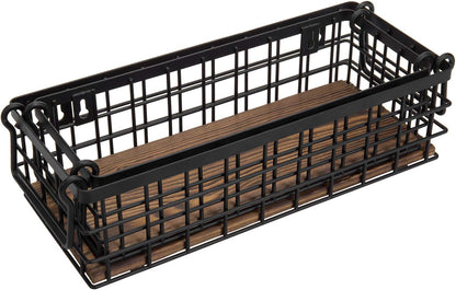 MyGift Set of 2 Black Wire Baskets for Organizing – Storage Baskets/Pantry Baskets for Shelves & Wall