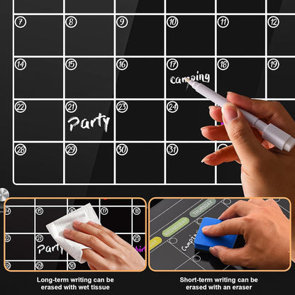 Acrylic Magnetic Calendar for Fridge, Monthly Planning Board, Fridge Skylight Calendar for Wall, Clear Dry Erase Planner Boards Set, 16"x12" Noteboard to Do/Anniversary/Shopping List