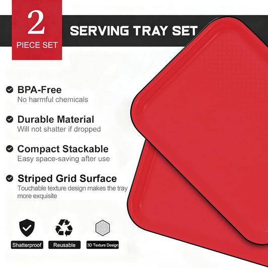 2pcs Melamine Serving Trays Set Two Tone 14.5" x 11" Large White Black Reusable Serving Platters for Cookie, Appetizer, Snack, Dessert, Party Food Display, Rectangular Party Trays and Platters