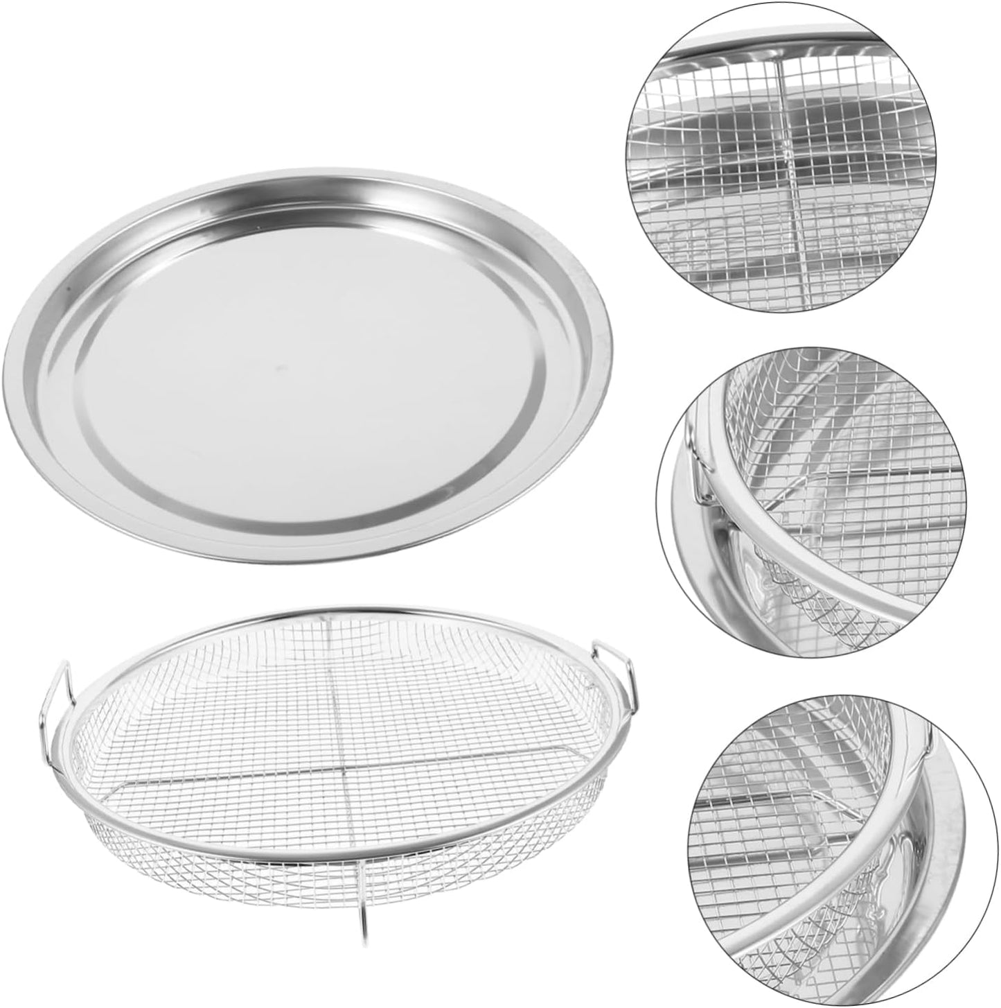 POPETPOP Stainless Steel Barbecue Tray Set for Outdoor Grilling Snacking and Baking Includes Grill Prep Trays Oil Drain Plate
