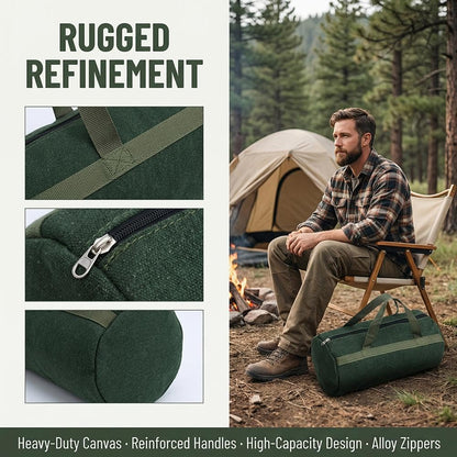 Grill Accessory Storage Bag, Extra Thick Canvas Grills Utensil Storage Bag, Double Zipper Grill Tool Storages Bags, BBQ Tool Storages Bags Carry Bages for Camping Hiking Barbecue, Dark Green
