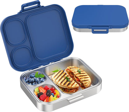 Pawtong Stainless Steel Bento Lunch Box for Kids | 3-Compartment Lunch Box Container Kids | 100% Leakproof, Eco-Friendly, Perfect Portion Control for Kids&Adult Healthy Meals (Purple)