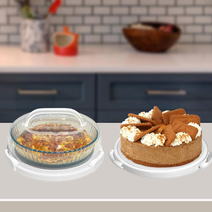 2 Pack Pie Containers with Lids and Handles, Includes Insulated Bags and Non-Slip Heating Pads, BPA Free Pie and Cheesecake Containers, Thanksgiving Gifts (Purple)