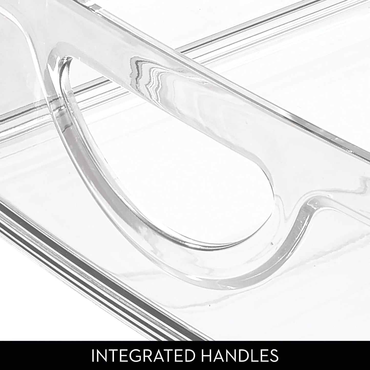 iDesign Plastic Stackable Pantry Bin - Storage Bin with Handles for Cabinets or Fridge - Set of 2 - Clear