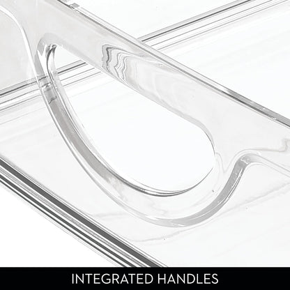iDesign Plastic Stackable Pantry Bin - Storage Bin with Handles for Cabinets or Fridge - Set of 2 - Clear