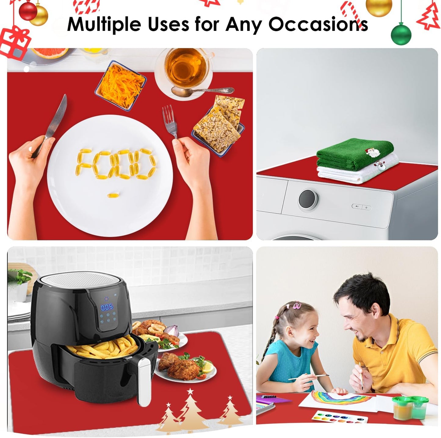 Extra Large Silicone Mats for Kitchen Counter, 27.6'' x 19.7'' Nonskid Silicone Placemats for Kids, Nonstick Purple Silicone Mat for Baking Crafts, Silicone Dab Mat Heat Resistant, 1Pack - Colors B