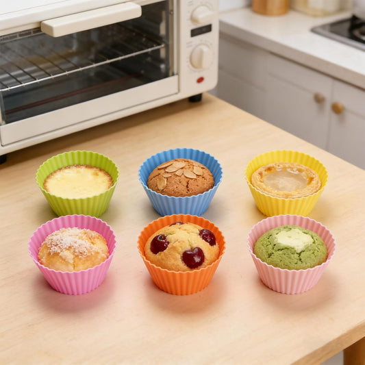 12 Pcs Silicone Muffin Cups for Baking, Silicone Cupcake Liners Reusable Baking Cups, Multicolor Non-stick Cupcake Molds for Parties Halloween Christmas