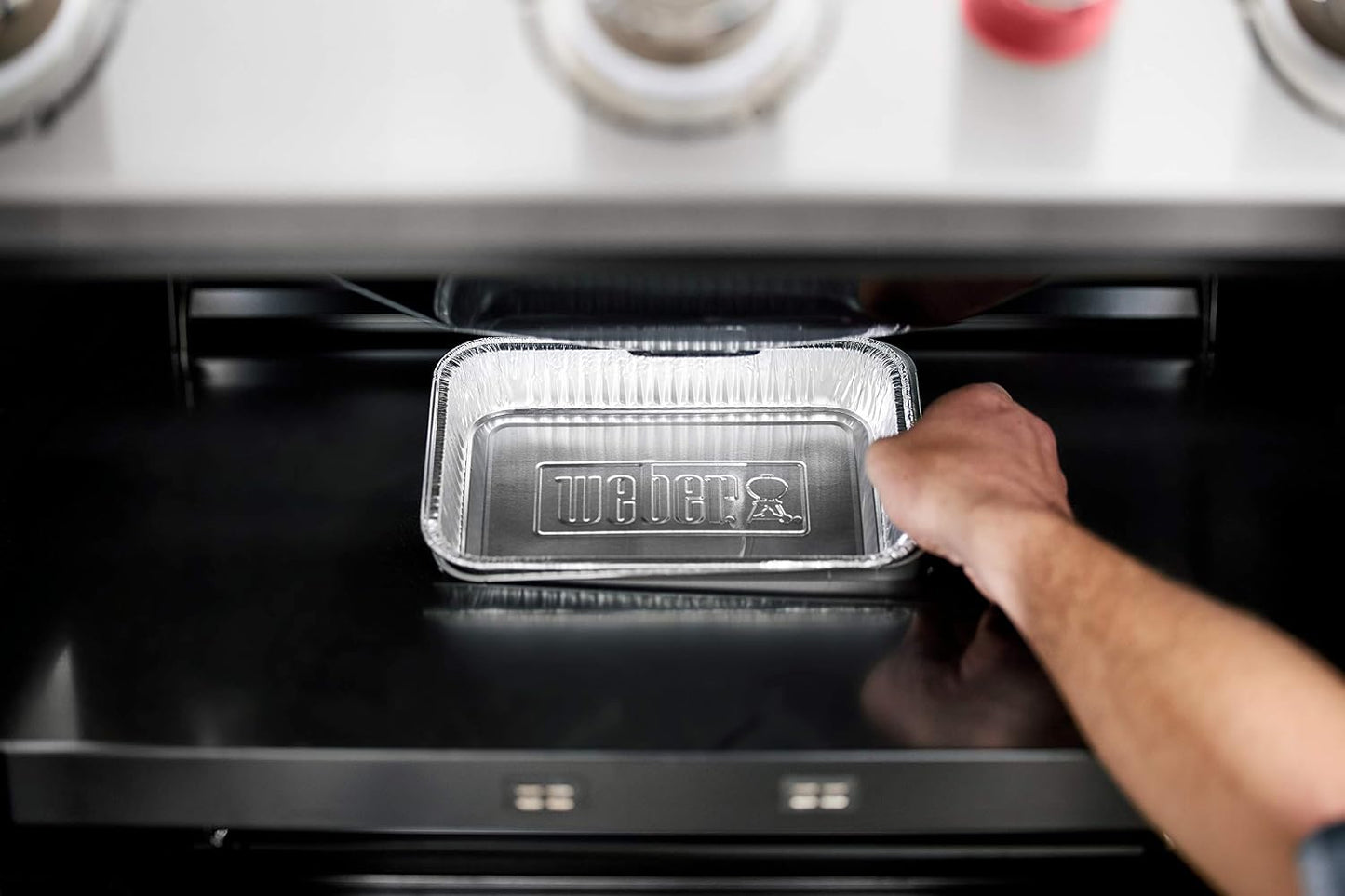 Weber Aluminum Drip Pans 10‑Pack – Disposable Foil Pans for Indirect Cooking, Catching Drippings, Ideal for Roasts, Turkeys & Gravy Drippings - Compatible with Weber Gas Grills - Grill Accessory