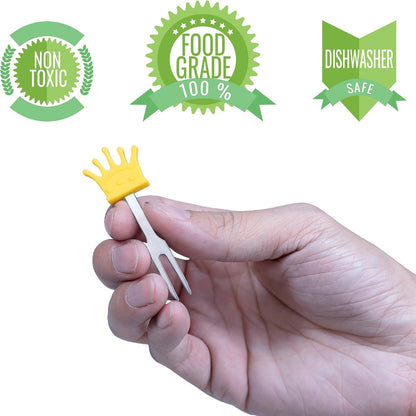 Cocktail Forks, 6-Piece Appetizer Forks, Cat Shapes, Stainless Steel and Silicone Small Forks for Fruits, Cheese, Appetizers