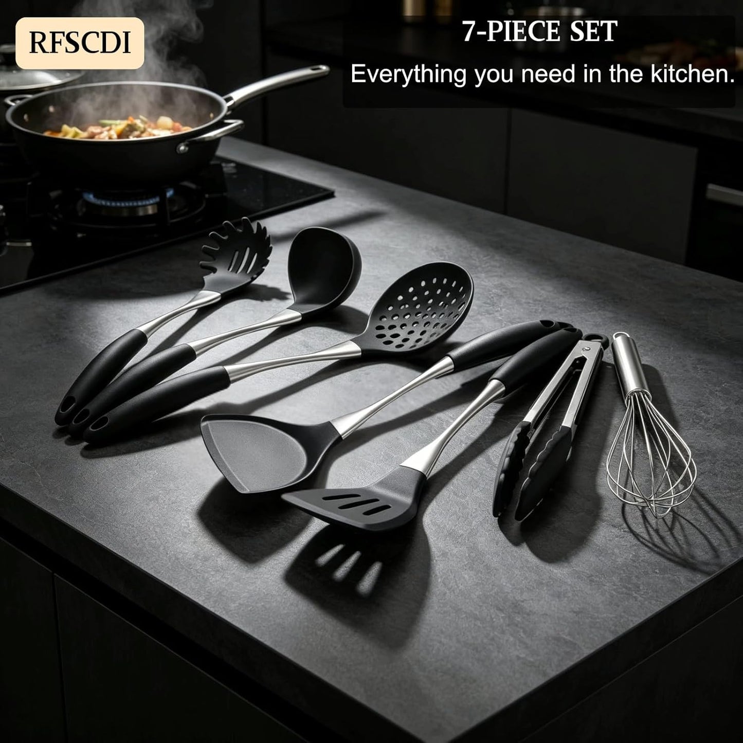 White Silicone Cooking Utensils Set-Non-Toxic, Heat Resistant, BPA Free Kitchen Utensils Set with Spatula, Spoon, Whisk & Tongs-Non-Stick& Dishwasher Safe for Nonstick Cookware