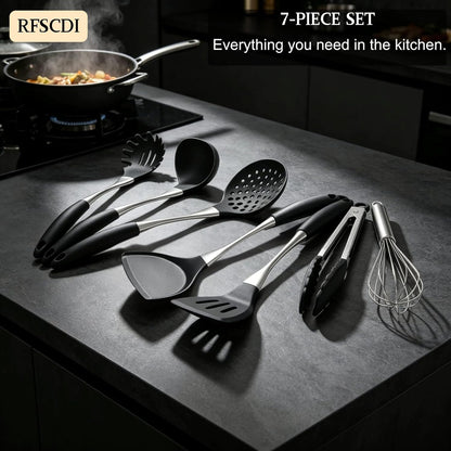 White Silicone Cooking Utensils Set-Non-Toxic, Heat Resistant, BPA Free Kitchen Utensils Set with Spatula, Spoon, Whisk & Tongs-Non-Stick& Dishwasher Safe for Nonstick Cookware