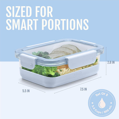 Ello Duraglass 3.4 Cup Meal Prep Sets 10Pc, 5 Pack Set- Glass Food Storage Container with Silicone Sleeve and Airtight BPA-Free Plastic Lids, Dishwasher, Microwave, and Freezer Safe, Olive Tree