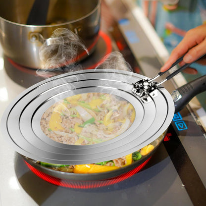 Stainless Steel Splatter Screen for Frying Pan - Grease Splatter Guard with Folding Handle - Cover Oil Splash from Bacon, Oil, or Deep Fryer - Food Strainer and Universal Cookware